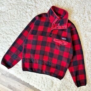Patagonia Lightweight Synchilla Snap-T Fleece Pullover Small Fuzzy Plaid Red S